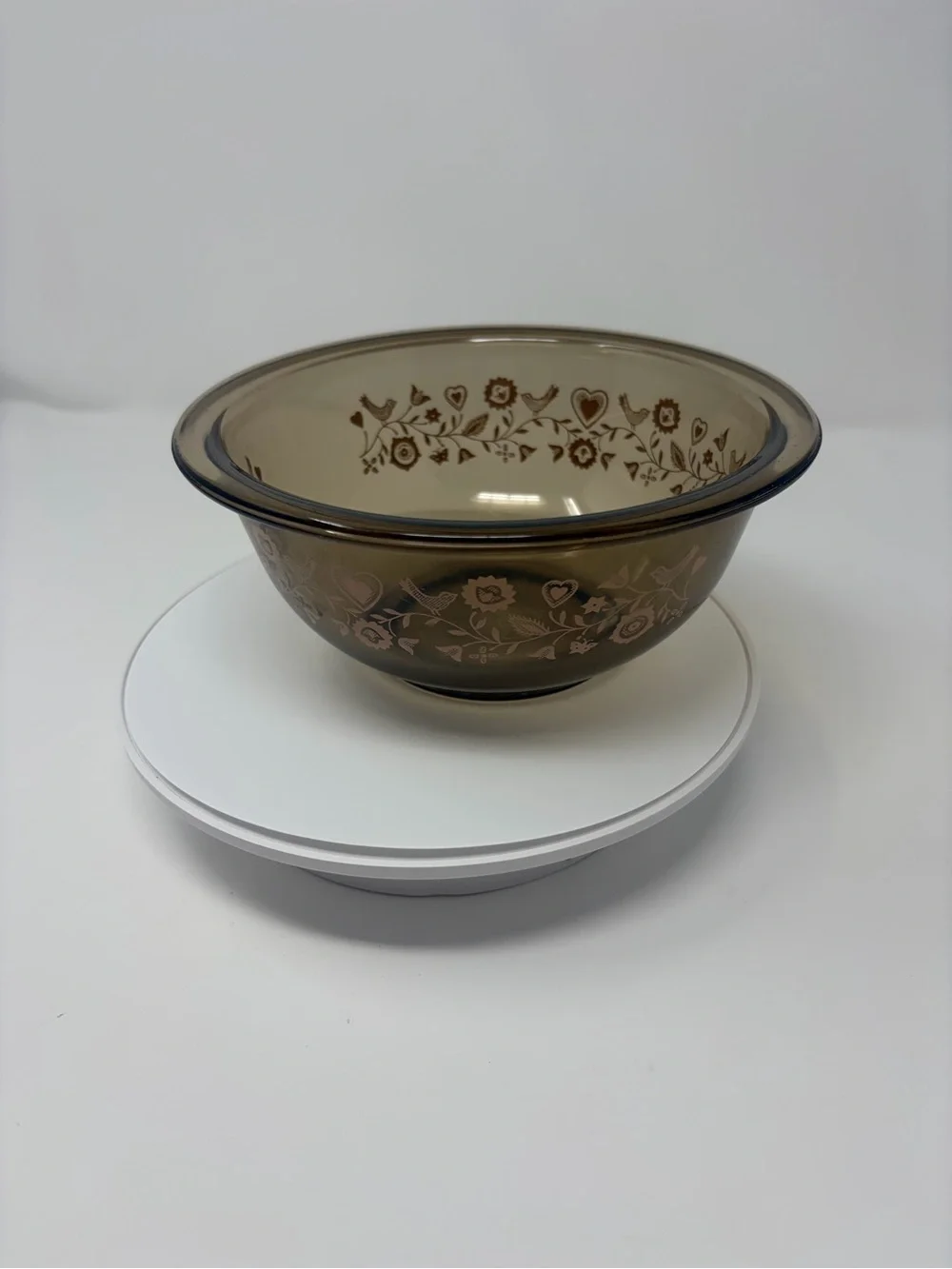 Vintage Pyrex Brown/Amber Clear Mixing Bowl Festive Harvest